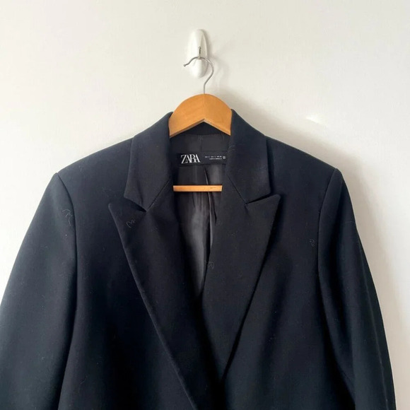 Zara Oversized Double Breasted  Blazer Jacket Black Size Small - Picture 7 of 10
